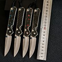 Couteau pliant EDC en acier 8Cr14MoV, manche en fibre de carbone déchiquetée, couteau de poche pour le camping en plein air et la survie
