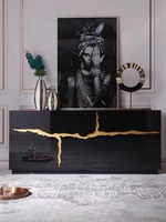 Buffet moderne de luxe meubles de maison salon table console noir or armoire de rangement armoire à manger