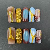Ongles press-on faits main de haute qualité, vente en gros d'usine, forme cercueil, style européen et américain très prisé, réutilisables