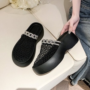 Sandalias de plataforma alta para <span class=keywords><strong>mujer</strong></span> de la marca ZA, malla ligera, punta cuadrada, aumento de altura sin cordones para caminar al aire libre en verano - Product Image 3