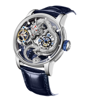 Montre automatique HANBORO 3D squelette de dragon en or rose pour homme, cadran ciel étoilé de luxe, bracelet en cuir premium, étanche, sculptée