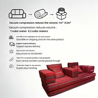 Sofá de Compresión de Tela Jacquard de Estilo Étnico Vintage, Sofá Cama Multifuncional Plegable Mediano para Sala de Estar de Apartamento Pequeño