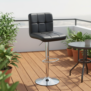 Chaises de bar pivotantes modernes et réglables en similicuir gris pour îlot de cuisine et comptoir de bar - Product Image 1