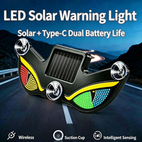 Nouvelle Lampe de Signalisation Solaire pour Voiture Demon's Eye, Lampe Stroboscopique LED à Double Chargement Type-C 9W, Détection Intelligente, Ventouse Sans Fil, Décoration