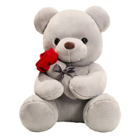 Ours géant en peluche style Kawaii, fabriqué sur mesure par le fabricant, avec fleurs en rose, en polyester, adapté aux nouveau-nés, certifié sécurité, cadeau de vacances
