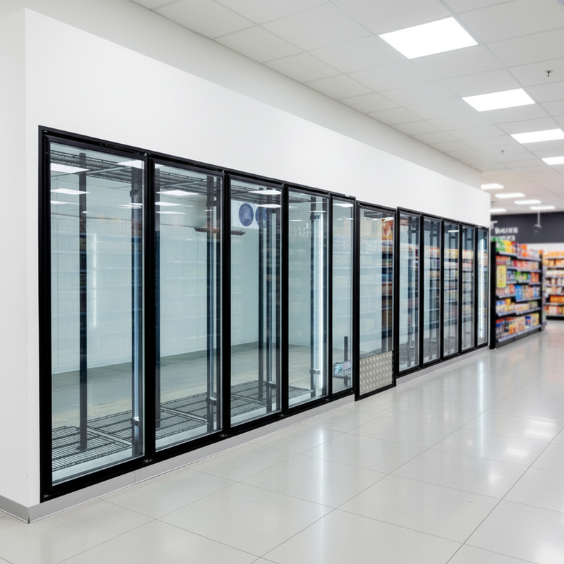 Glass Door with Roll Shelves for