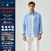 Chemise décontractée ample en mélange lin-coton, couleur unie, manches longues, style business décontracté, OEM, luxe, haute qualité, faible MOQ