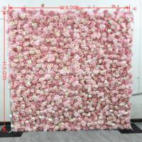 Mur de fleurs artificielles enroulable en soie 3D 7D 5D blanc de 2,4 m x 2,4 m pour décorations de mariage, Noël et remise de diplômes