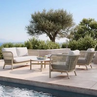 Ensemble de canapés en rotin moderne pour l'extérieur, cour, parc, villa, ferme, meubles avec coussins imperméables résistants aux UV, table basse