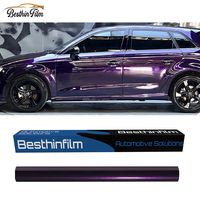 Super Brillant Métallique Madère Magique Changement De Couleur Arc-En-Dérive Noir Rouge Voiture Wrap Vinyle Autocollant Film 1.52*18 Mètres