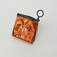 Sac de rangement portable en PVC marron avec fermeture éclair, mini pochette cosmétique, porte-monnaie, étui à rouge à lèvres, boucles d'oreilles, bijoux, porte-clés, logo personnalisé