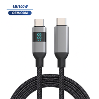 Nouveau design, câble USB C 100W, nylon tressé durable, alliage d'aluminium, type C vers CSafe, charge avec affichage numérique LED de la puissance