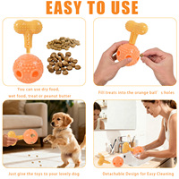 Jouet interactif pour chat et chien en silicone avec poignée texturée, puzzle alimentaire, anti-ennui, balle à friandises détachable pour chien