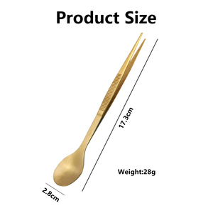 Outils de cuisine multifonctionnels 2-en-1, pinces <span class=keywords><strong>à</strong></span> nourriture en acier inoxydable, cuillère de dégustation, pincettes de chef avec pointes dentelées pour la cuisine - Product Image 2