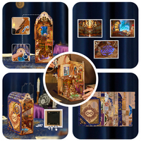 Tonecheer Wholesale Magic Library 3D LED Puzzle DIY Wood Book Nook Dollhouse Kit Miniature Magicspells Book Nook