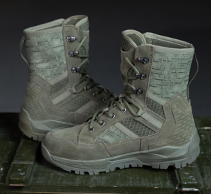 Bottes tactiques en cuir de vachette suédé vert forêt SFB8, sans fermeture éclair latérale, vente en gros. - Product Image 4
