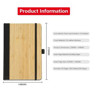 Ensemble de carnet de notes et stylo 2 en 1 haut de gamme personnalisé, couverture en bambou, coffret cadeau, carnets de notes pour réunions, vente en gros - Product Image 2