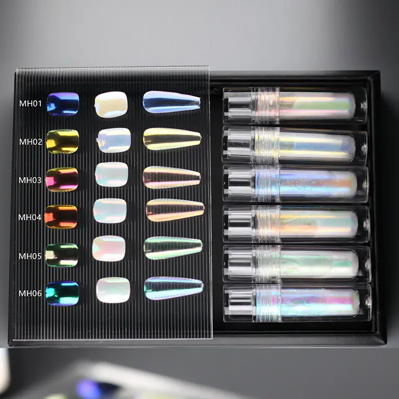 Nouveau aurora manucure magique ongles pressés miroir poudre liquide chrome poudre nail art