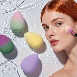 全新设计彩色定制天然化妆品工具配件可水洗面部美容自有品牌超柔软化妆海绵 - Product Image 4