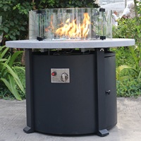 Table de jardin ronde autoportante moderne de 90 cm, brûleur au propane de 55000 BTU, dessus en acier thermolaqué, foyer extérieur sans fumée, respectueux de l'environnement