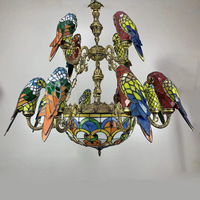 Lampes de lustre en verre teinté rétro sur mesure HFBH, perroquet, villa, bar, restaurant, salon, luminaire suspendu en forme d'oiseau