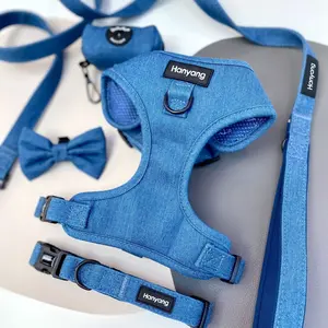 HanYang Pet Supply dog harness manufacturer wholesale Denim adjustable dog harness set custom harness dog