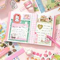 Set de Regalo Simno Kawaii con Diseño de Gato de Dibujos Animados, 157 Piezas, Kit de Diario con Cuaderno A6 para Junk Journal y Planificador