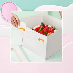 Fabrik Lieferanten umwelt freundliche quadratische Kraft papier hohe Kuchen box benutzer definierte weiße Bäckerei Kuchen box 12*12*8 Zoll