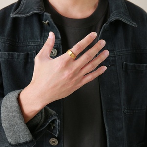 7mm Minimalist Gold Plated Men <b>Rings</b> Stainless Steel Jewelry Custom <b>Blank</b> Finger <b>Ring</b> - Product Image 2
