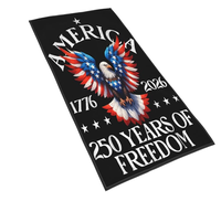 Serviette de plage personnalisée avec logo, motif drapeau USA 250e anniversaire de l'indépendance 1776-2026, sans sable