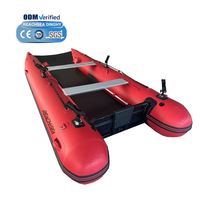 Bateau pneumatique catamaran Reachsea pour 6 personnes, 4 m, couleur rouge, plancher gonflable pour la pêche