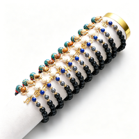 Handgefertigtes 12 Sternzeichen Naturstein-Armband Mattschwarzer Onyx Lapislazuli Perlen Horoskop Astrologie Schmuck für Männer Frauen