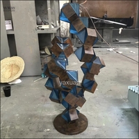Escultura Abstracta de Cubo Geométrico Pintado en Acero Inoxidable 304/316, Arte Europeo Moderno, Escultura Metálica Personalizada, Grande para Exteriores