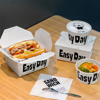 Kontainer & Tutup Penyimpanan Makanan Kertas Kraft Sekali Pakai Biodegradable Khusus Food Grade dengan Laminasi Matt untuk Sushi