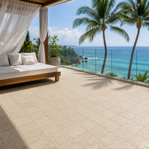 Dalles carrées en pierre calcaire beige pour allées de jardin, patios, espaces extérieurs, resorts, revêtements de sol tropicaux - Product Image 2