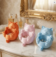 Boîte de rangement en plastique Chat porte-bonheur, support à bibelots décoratif mignon imprimé en 3D, organisateur de bureau stable, décoration d'intérieur