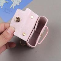 Porte-clés pendentif sac à dos style coréen en PU moderne et simple, mini sac carré uni pour écouteurs, style Ins, petit cadeau suspendu