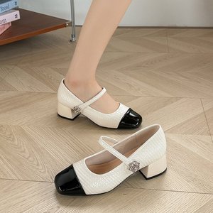 Scarpe <span class=keywords><strong>Mary</strong></span> <span class=keywords><strong>Jane</strong></span> da Donna, Nuova Collezione Primavera, Stile Retrò Francese, <span class=keywords><strong>Tacco</strong></span> Alto e Spesso, Eleganti Scarpe da Sera in Pelle - Product Image 6