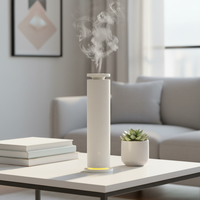 Diffuseur d'huiles essentielles sans eau rechargeable en tissu, appareil d'aromathérapie sans fil, intensité de brume réglable, lumière ambiante beige