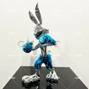 Escultura de resina brillante de Bugs Bunny, el conejo boxeador, estilo Pop Art, con logotipo de marca, para decoración de escritorio y gabinete, artesanía de animales de dibujos animados. - Product Image 5