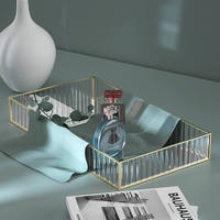 Plateau miroir décoratif multifonctionnel en verre doré de luxe pour le rangement de parfums, bijoux, vaisselle, décoration de la maison, salon