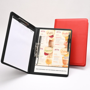 حافظة مستندات من الجلد الصناعي بمشبك معدني مزدوج مقاس A4 للمكتب والاجتماعات والمطاعم والفنادق والأعمال، تصنيع مخصص حسب الطلب - Product Image 2