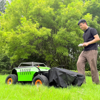 Robot tondeuse à gazon télécommandé sur roues MS 500W avec grande capacité de ramassage d'herbe, pneus gonflables respectueux de la pelouse, pour jardin