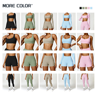 Ensemble Sportif de Haute Qualité pour Femme : Legging Froncé, Soutien-Gorge et Haut à Manches Longues – Tenue de Yoga Active, Entraînement et Fitness