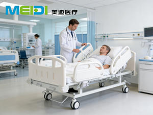 <span class=keywords><strong>Lit</strong></span> médicalisé à manivelle simple avec quatre barrières, frein central, anti-collision, sommier et pieds réglables, pour soins à domicile, en acier inoxydable - Product Image 5