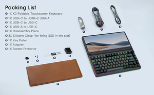 便携式触摸屏显示器13英寸笔记本电脑屏幕扩展器，带静音机械游戏键盘m2固态硬盘TF sd卡读卡器 - Product Image 6