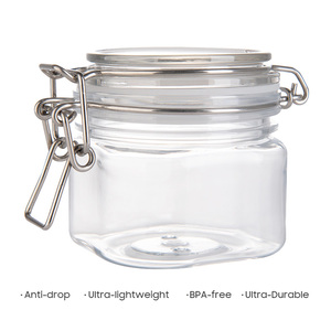 200ml <b>Airtight</b> BPA Free PET <b>Jar</b> with Flip-Top Lid Clear Lightweight Food Storage Container - Product Image 4