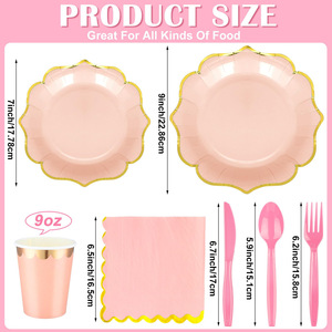 Kit de fournitures de fête jetables, assiettes, gobelets, serviettes et ustensiles en papier multicolores pour célébrations - Product Image 3