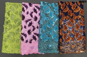 Yüksek Kalite Toptan Kadife Gipür Dantel 5 Yard Afrika Kumaşı Moda ve Lüks Giysiler İçin - Product Image 4