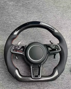 Volant personnalisé pour <span class=keywords><strong>Porsche</strong></span> <span class=keywords><strong>911</strong></span>, Macan, Cayman, Cayenne, Panamera 718, entièrement en cuir avec fibre de carbone et bouton <span class=keywords><strong>SC</strong></span>, adapté aux <span class=keywords><strong>Porsche</strong></span> - Product Image 1